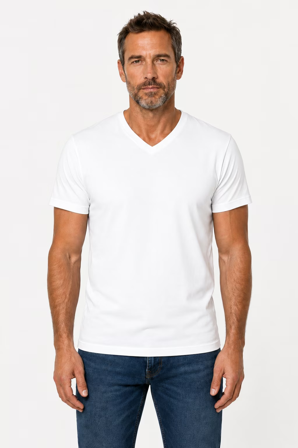 T-shirt Léger Col V — Porté face