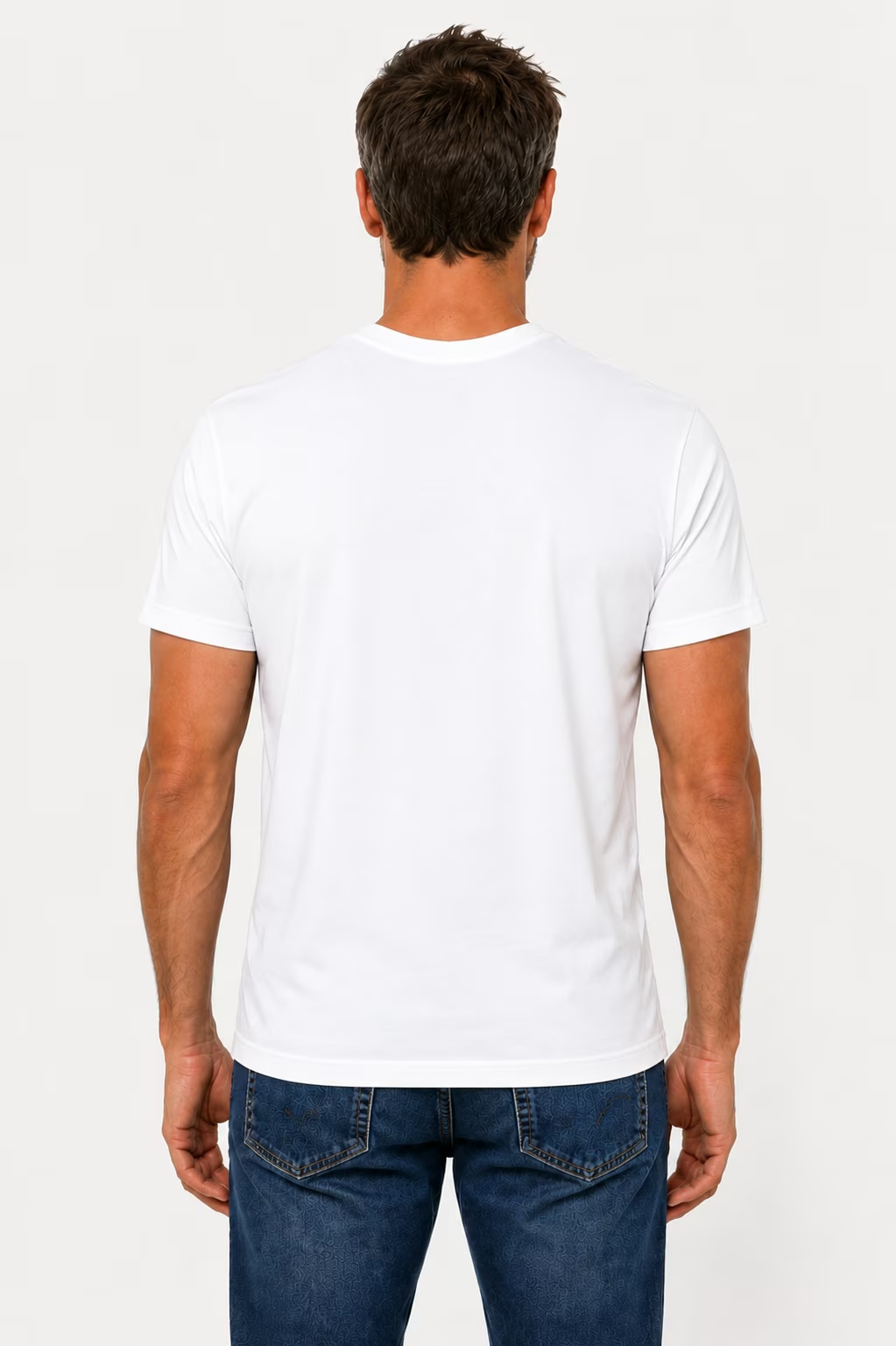 T-shirt Léger Col V — Porté dos